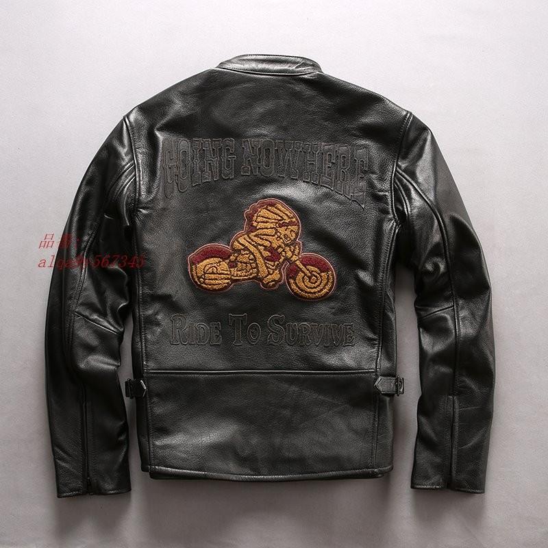 代引不可 19新しい到着オートバイ本革ジャケット男性牛革スリムフィットメンズバイカージャケットカジュアルブラックコート グループ上 メンズ服 本革 コート から 数量は多 Homeofmalones Com
