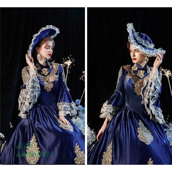 マリー アントワネット ロココ調 18世紀 バケーションドレス 貴族風 宮廷 ドレス コスチューム ネイビー フお姫様ドレス 女性用 クリスマス Da0d フィホーネ 通販 Yahoo ショッピング