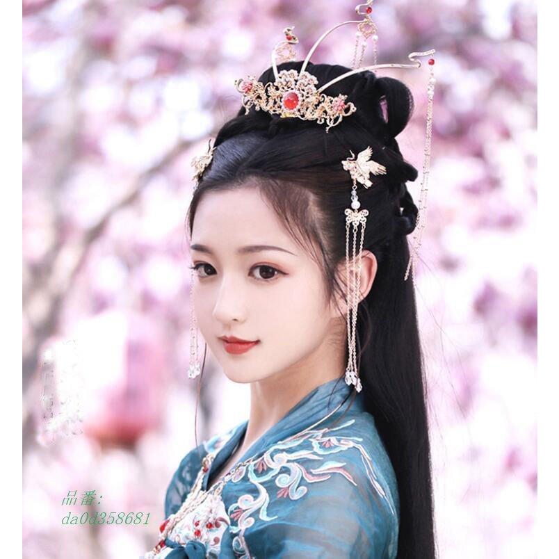 中国風髪飾りセット 中華グッズ チャイナ古代王冠 可愛いフリンジ付簪かんざし フリンジ付鶴ヘアピン 華流コスチューム 二点 Da0d フィホーネ 通販 Yahoo ショッピング