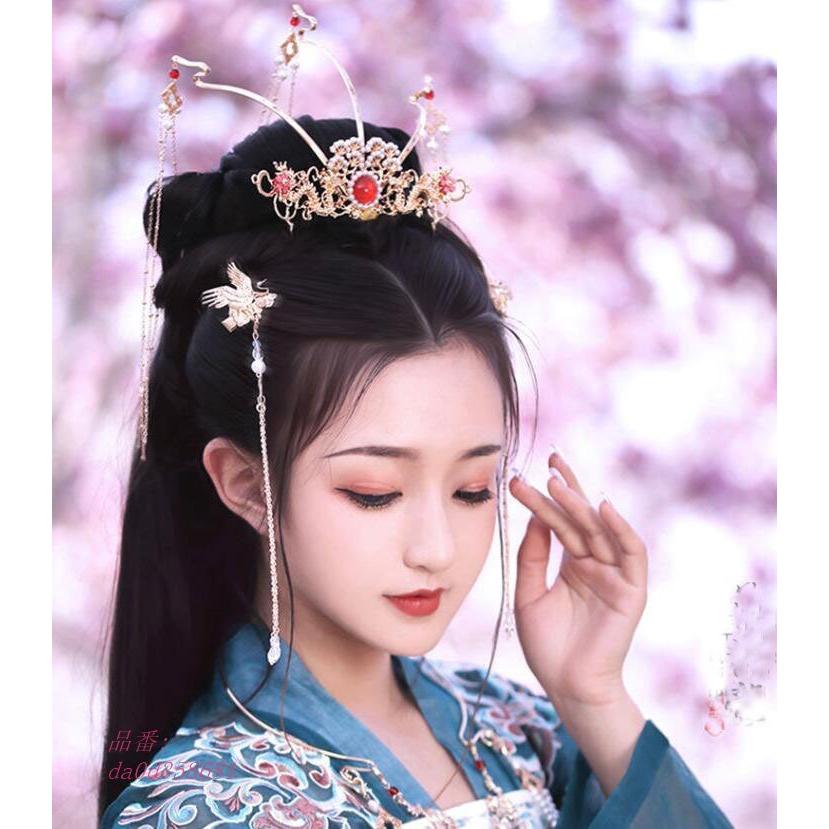 中国風髪飾りセット 中華グッズ チャイナ古代王冠 可愛いフリンジ付簪かんざし フリンジ付鶴ヘアピン 華流コスチューム 二点 Da0d フィホーネ 通販 Yahoo ショッピング