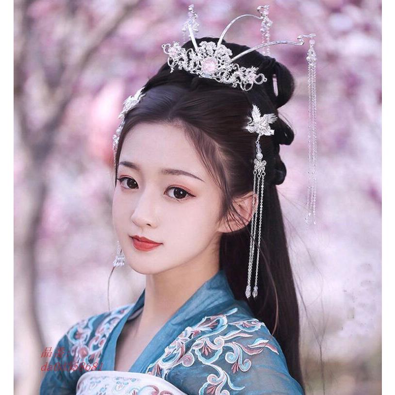 中国風髪飾りセット 中華グッズ チャイナ古代王冠 可愛いフリンジ付簪かんざし フリンジ付鶴ヘアピン 華流コスチューム 二点 Da0d フィホーネ 通販 Yahoo ショッピング