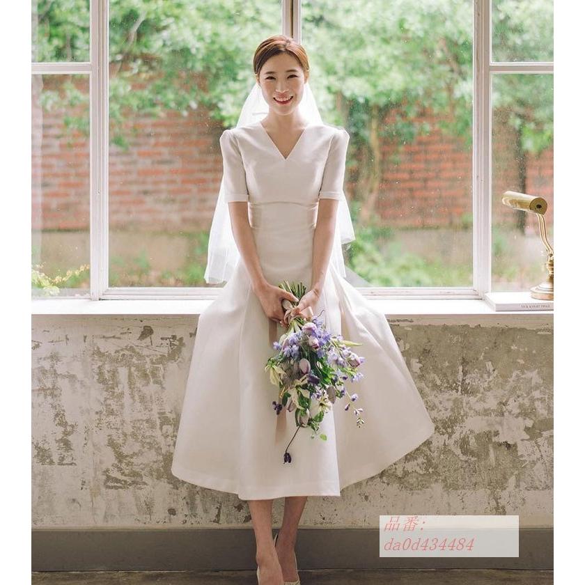 受注発注 安い ウェディグドレス 白 ミモレ丈 半袖 発表会 ドレス 演奏会 小さいサイズ ワンピース パーティドレス 二次会 大きいサイズ 結婚式 花 メール便全国送料無料 Centrodeladultomayor Com Uy