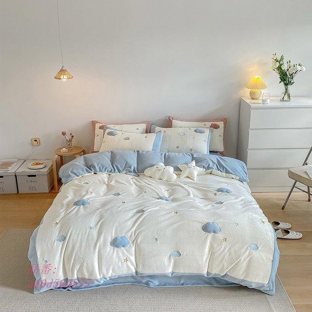 寝具カバーセット 秋冬 厚手 あったか モコモコ 布団カバー ホワイト 星柄 刺繍 寝室 女の子 可愛い ダブル 布団カバーセット ギフト シングル ブルー Da0d フィホーネ 通販 Yahoo ショッピング