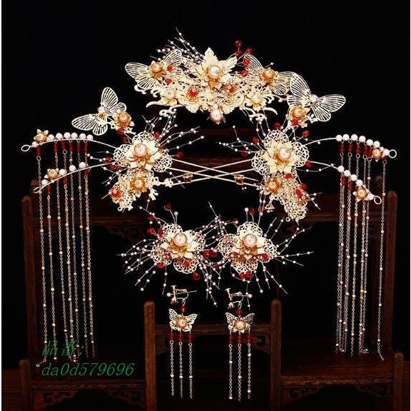 中国風髪飾り 豪華中華グッズ7点セット チャイナ古代宮廷風ヘアアクセサ蝶 花 カチューシャ かんざし コスチューム 二点 Da0d フィホーネ 通販 Yahoo ショッピング