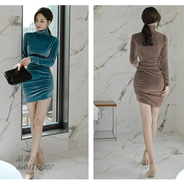 ミニワンピース タイト 韓国風 キャバドレス ベロア ワンピース ハイネック 無地 タートルネック 長袖 ショート丈ワンピース オシャレ Da0d7107 フィホーネ 通販 Yahoo ショッピング