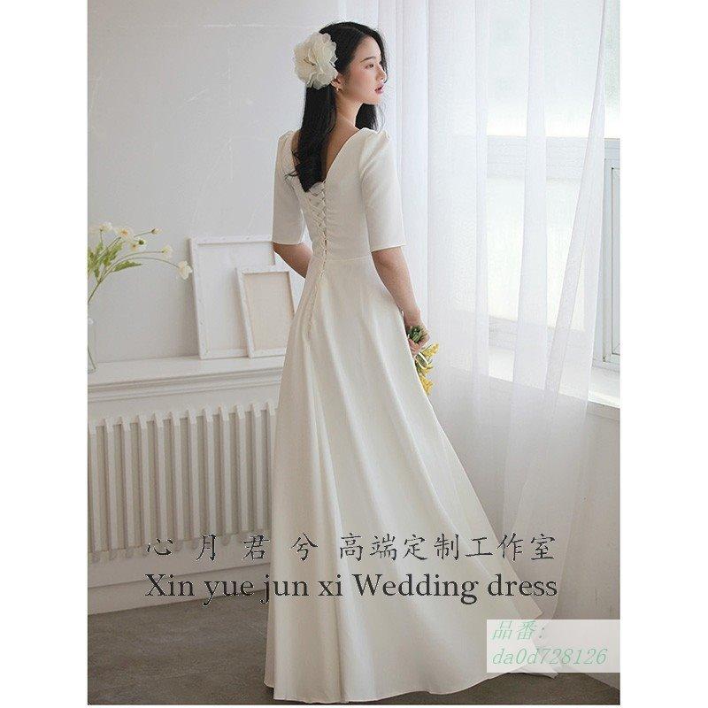 当店人気 送料無料 ウエディングドレス 白 披露宴 大きいサイズ 半袖 花嫁ドレス 袖あり Aラインドレス パーティードレス ブライダル 二次会 ワンピース リゾートウェディング 人気ブランド Skylanceronline Com