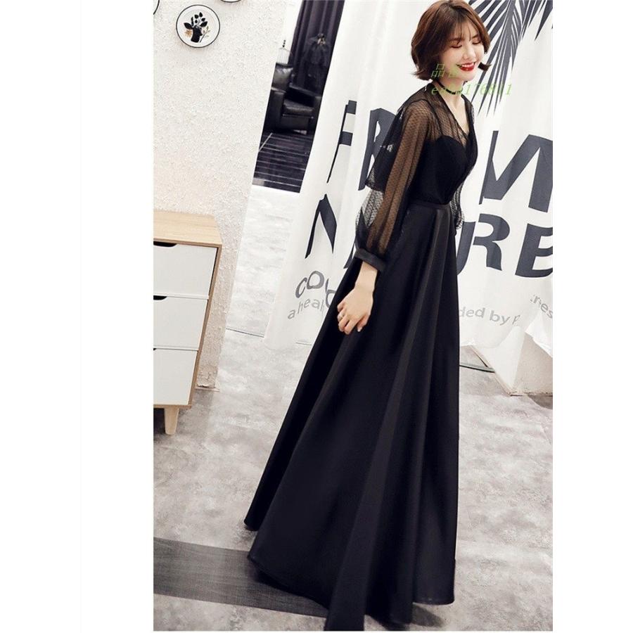 ロングドレス 演奏会 パーティードレス ブラックドレス 黒 ワンピース 上品 結婚式 ロング丈 披露宴 二次会 高級 ドレス 発表会 お呼ばれ 長袖 レディース Ea9a フィホーネ 通販 Yahoo ショッピング