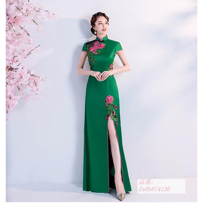 チャイナドレス ロング チャイナ風ワンピース ロング丈 大きいサイズ チャイナ服 小きいサイズ 花柄 レッド ピンク グリーン スリット Fa0b フィホーネ 通販 Yahoo ショッピング