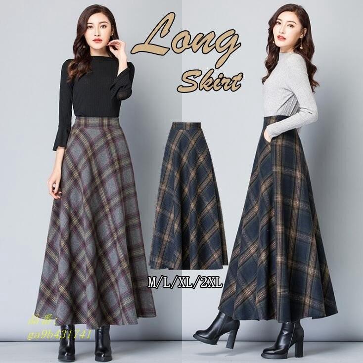 スカート秋冬 ロングスカート ボトムス 体型カバー 冬 ツイード レディース マキシスカート マキシ 秋 フレアスカート チェック ロング Aライン スカート Ga9b フィホーネ 通販 Yahoo ショッピング