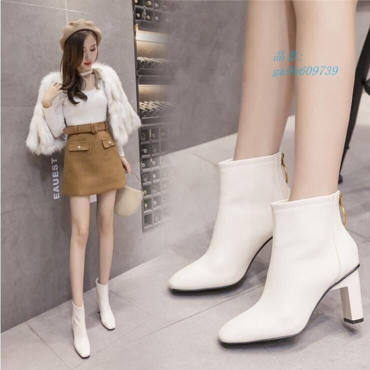 新品 秋冬ブーツ ブーティー 歩き安い ストーム ピンヒール 通勤 ローヒール ショートブーツ レディースシューズ パンプス ホワイト Ga9b フィホーネ 通販 Yahoo ショッピング