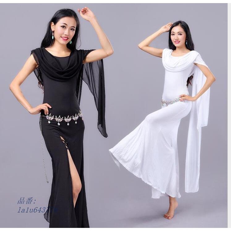 ベリーダンス衣装レディースワンピース４色 ロングスカート インナーパン付きバックレスダンス練習着 レッスン着 ダンス服２枚送料無料 La1u フィホーネ 通販 Yahoo ショッピング