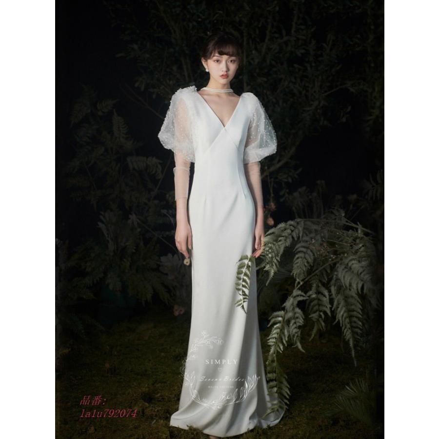 ウェディングドレス ウェディングドレス白 パーティードレス セクシーvネック 花嫁ロングドレス 結婚式 トレーンライン 二次会 エレガント お呼ばれ 挙式hs5748 La1u7974 ウェディングドレス ウェディングドレス白 パーティードレス セクシーvネック