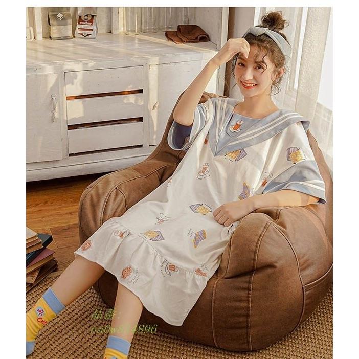 パジャマ 4l 半袖 女性 ぽっちゃり ワンピース 部屋着 大きいサイズ 寝間着 春 コットン セーラー風 夏 ルームウェア かわいい裾 Na0w46 フィホーネ 通販 Yahoo ショッピング