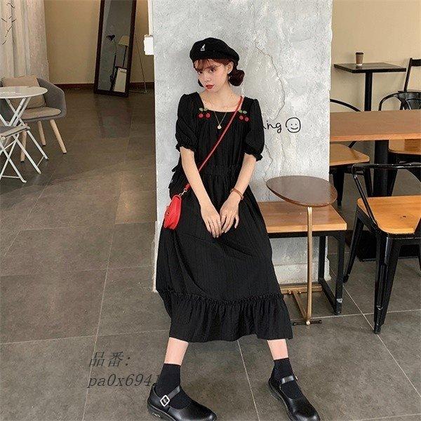 スクエアネック ワンピース さくらんぼ柄 夏ワンピ マキシ丈 半袖 ぽっちゃり リゾートワンピ Pa0x フィホーネ 通販 Yahoo ショッピング