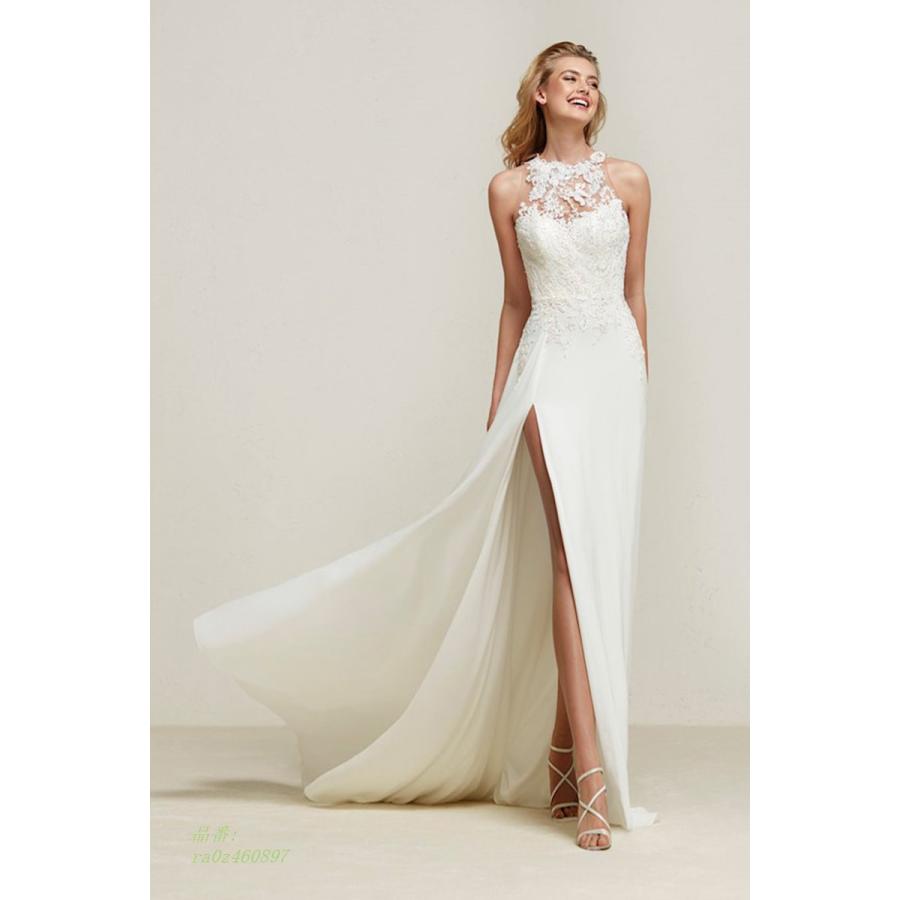 公式通販 ウエディングドレス 白 レース 花嫁 結婚式 スリット イブニングドレス パーティードレス ロングドレス ブライダル 挙式 二次会 安いシンプル 後撮り 希少 大人気 Www Skylanceronline Com