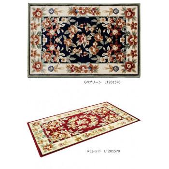 【メーカー直送品・代引不可】 カービングレーヨン玄関マット　70×120cm　グリーン・LT201570GN_2