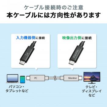 サンワサプライ DisplayPortAltモード TypeC ACTIVEケーブル 5m 8.1Gbps×2 KC-ALCCA1250
