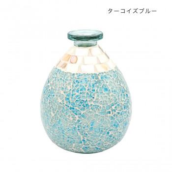 モザイク フラワーベース ターコイズブルー 13025890118 : fika 雑貨