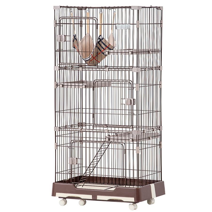 猫 ケージ キャットケージ 3段 ペットケージ キャスター付 猫ゲージ