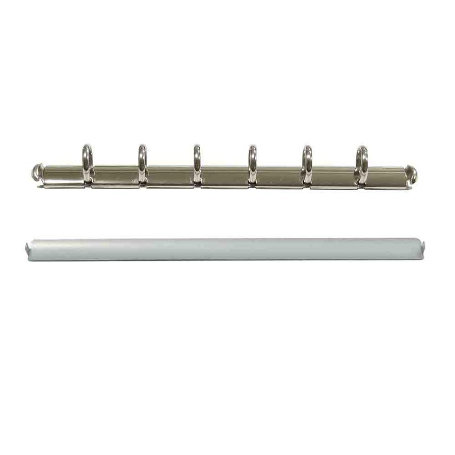 B7縦 手帳金具 N127-6-11R 長さ136mm  背幅10.5mm 背付きタイプ 6穴 鉄製 15本入の画像