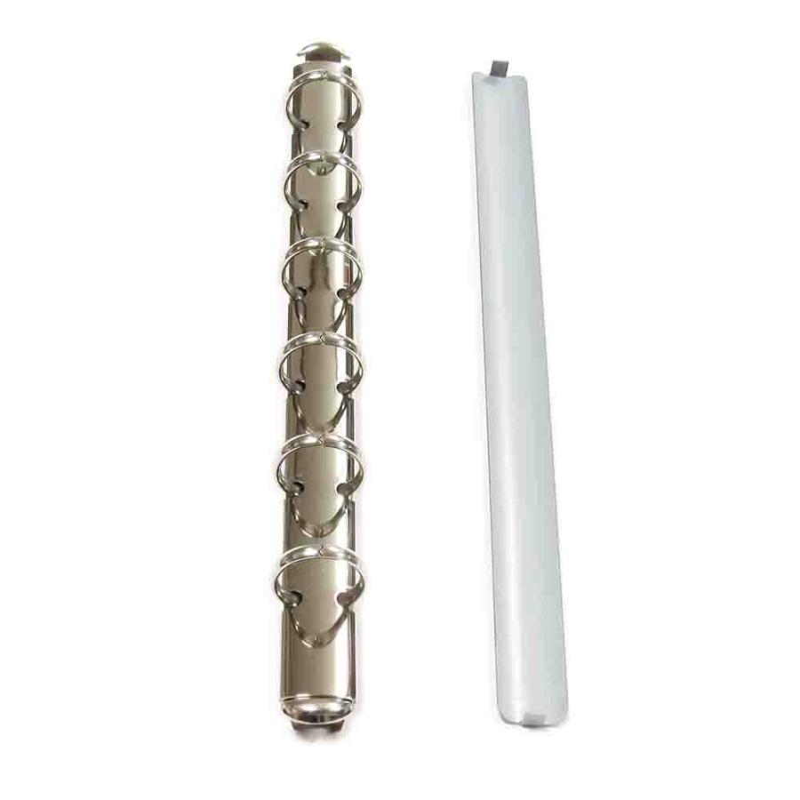 B7縦 手帳金具 N127-6-11R 長さ136mm  背幅10.5mm 背付きタイプ 6穴 鉄製 15本入の画像
