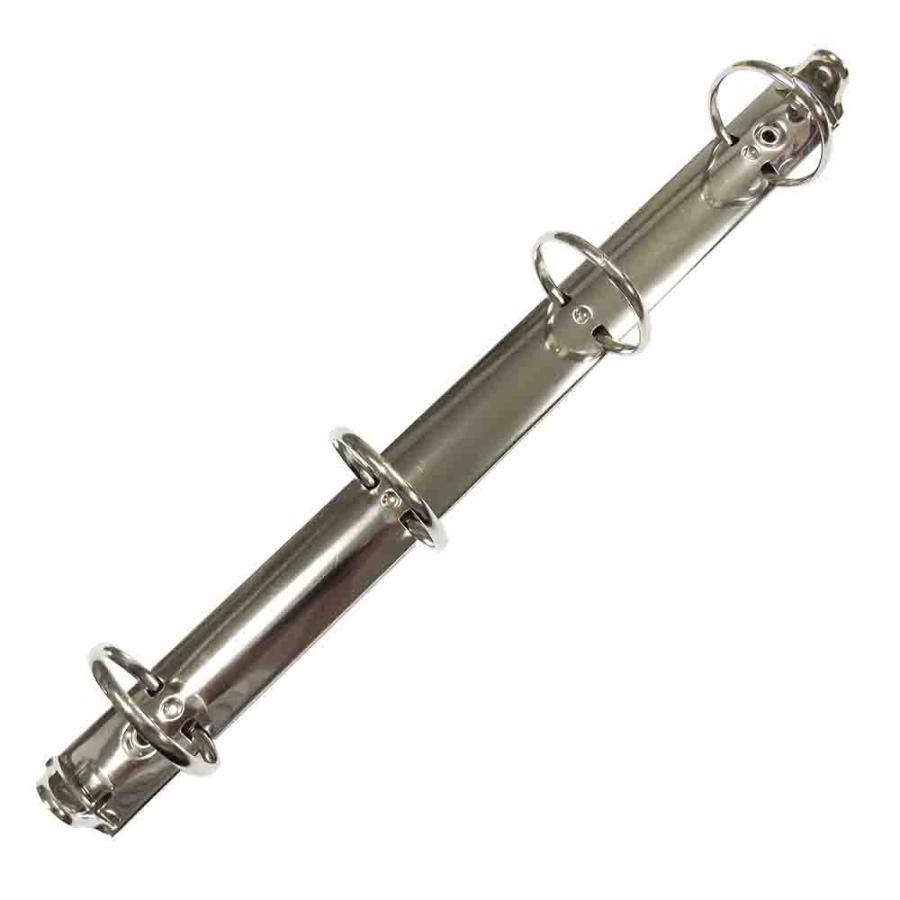 A4 リング バインダー金具 4穴 立テコ TRA4-4H-38R 15本入 長さ 309mm 背幅 26mm リング 内径 38mm 背なしタイプ シルバー ニッケルメッキ 鉄 A4縦 穴間隔 80mmの画像