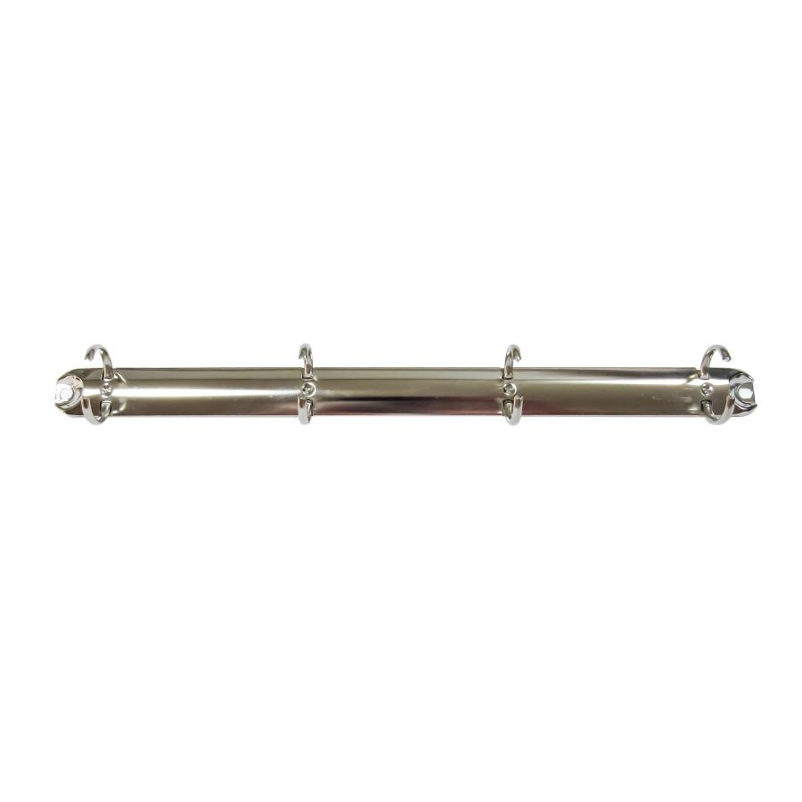 A4 リング バインダー金具 A4-4H-19R 15本入 長さ 287mm 背幅 20mm リング 内径 19.7mm 背なし テコ無タイプ 4穴 シルバー ニッケルメッキ 鉄 A4縦 穴間隔 80mmの画像