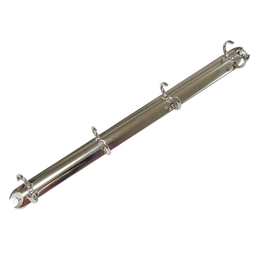 A4 リング バインダー金具 A4-4H-19R 15本入 長さ 287mm 背幅 20mm リング 内径 19.7mm 背なし テコ無タイプ 4穴 シルバー ニッケルメッキ 鉄 A4縦 穴間隔 80mmの画像