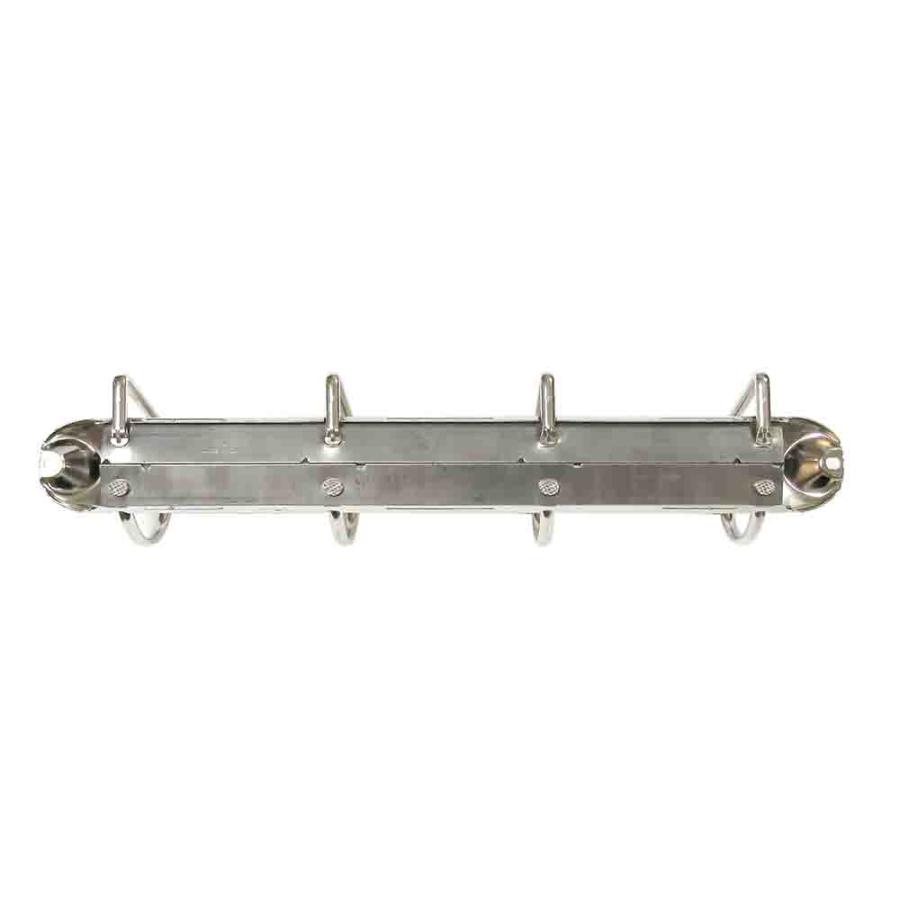 Dスラント A4 リング バインダー金具 A4-4H-52D 15本入 長さ 287mm 背幅 35mm リング 内径 51mm 背無 テコ無 4穴 シルバー ニッケルメッキ 鉄 A4縦 穴間隔 80mmの画像