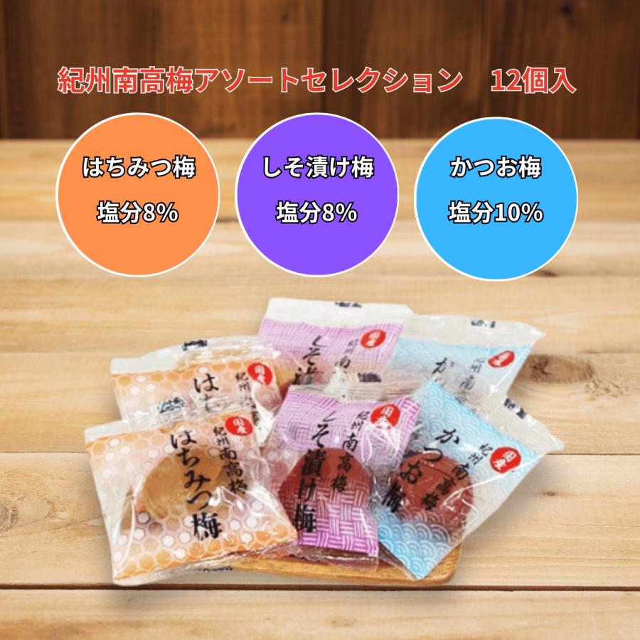 梅屋 紀州南高梅アソートセレクション12 はちみつ梅 しそ漬け梅 かつお