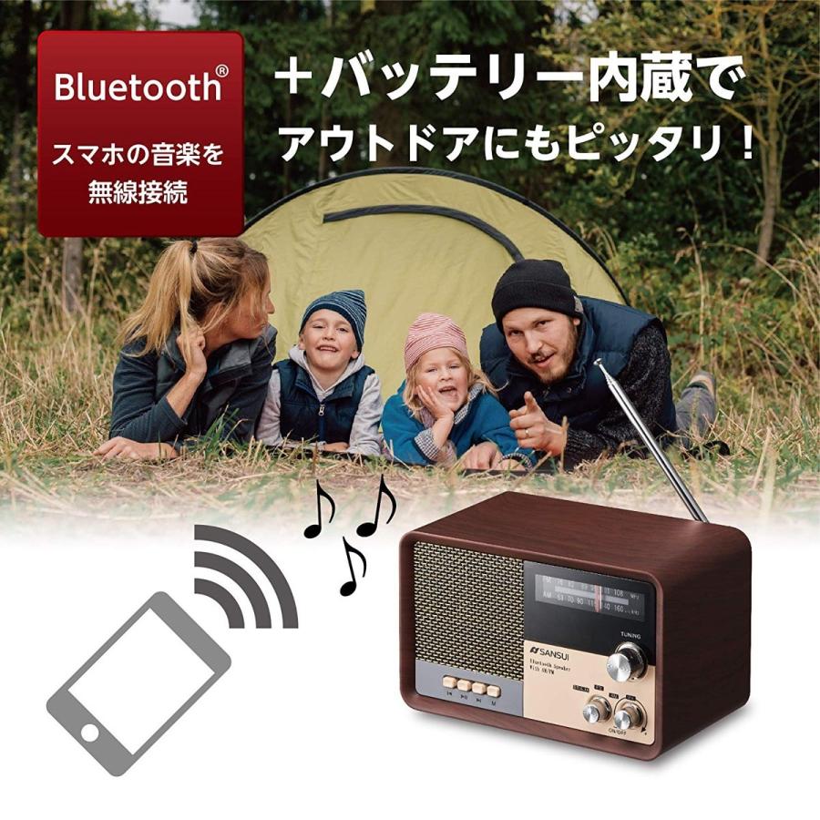 SANSUI サンスイ MSR-1 WD AM FM ラジオ スピーカー ウッド Bluetooth iPhone スマホ 対応 レトロ オーディオ (06)｜fill-online｜04