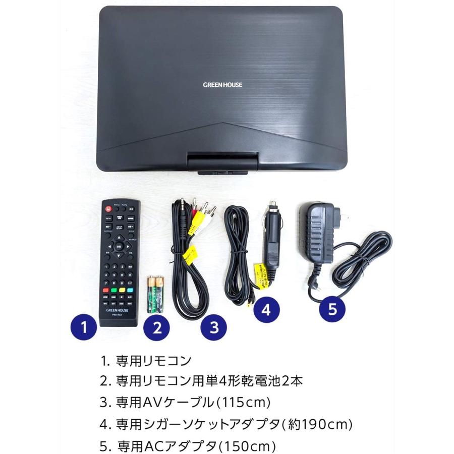 GREEN HOUSE GH-PBD14AT-BK ポータブル ブルーレイプレーヤー 14型 (F