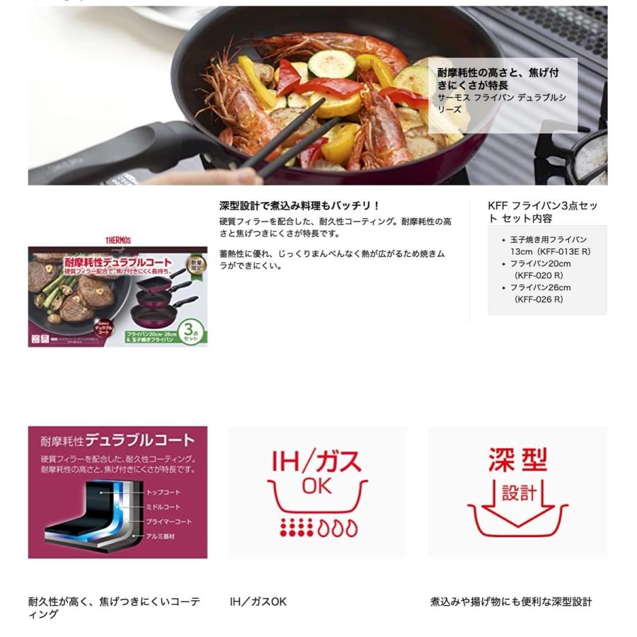 THERMOS（サーモス） THERMOS KFF-SET3-A R フライパン 3点セット 玉子