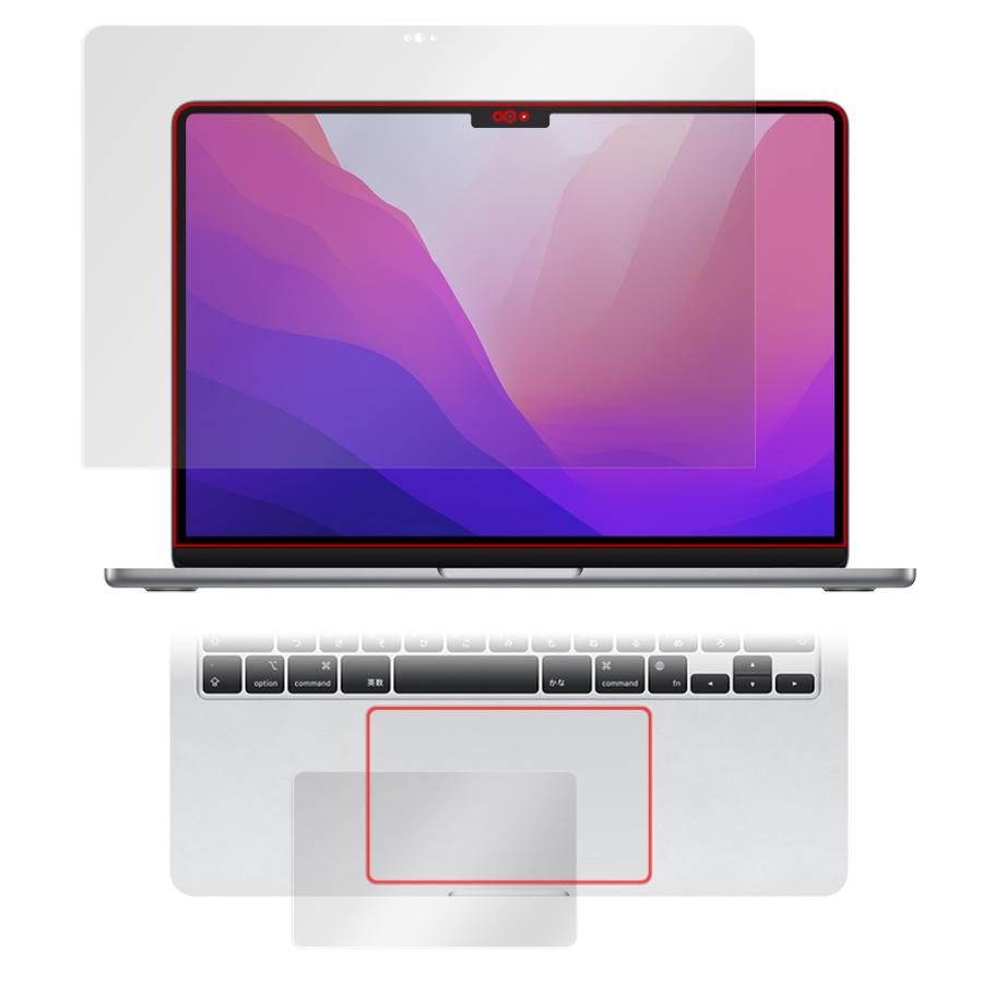 MacBook Air 13.6 M2 2022 表面 トラックパッド フィルム セット OverLay Plus Lite 高精細液晶対応 アンチグレア 反射防止 指紋防止｜film-visavis｜14