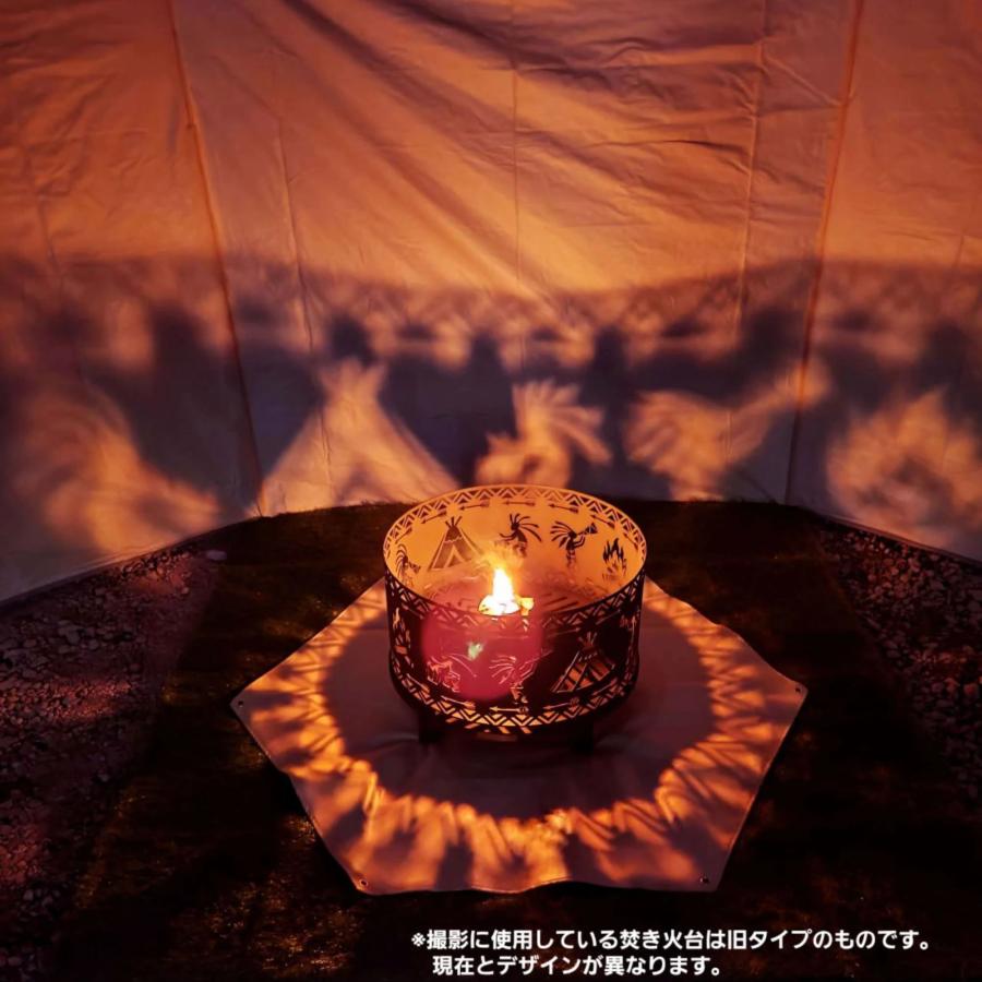焚き火台 おしゃれ 円形 コンパクト 耐熱塗装済み 五徳 ココペリ柄 直径50cm 鉄製 ソロ キャンプ グランピング |  | 01
