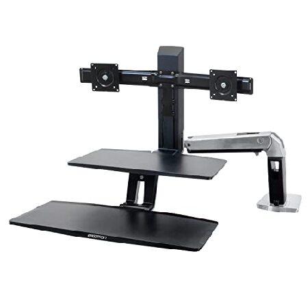 Ergotron WorkFit-A with Suspended Keyboard, Dual Stand (tray, fasteners, desk clamp mount, grommet mount, pivot, swing arm, crossbar) for LCD disp