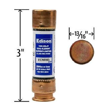 Compatible　Replacement　for　250V　Amp　Cooper　Box　Bussman　of　FRN-R-60　Time　Edison　RK5　Dual　Element　Fuse　Delay　10　60