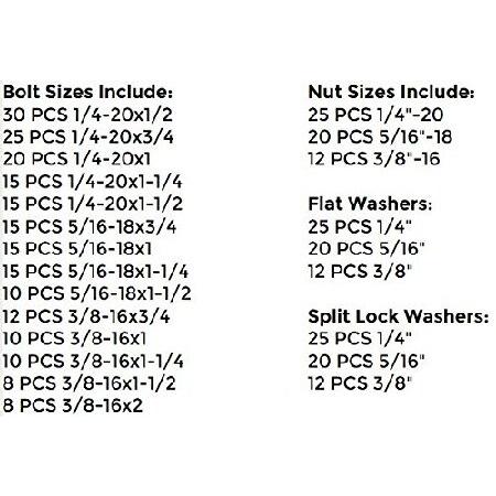 Grade　Hex　Cap　Bolts　Pieces!　Screws,　Kit　Lock　Nuts,　Washers,　380　Washers　Assortment