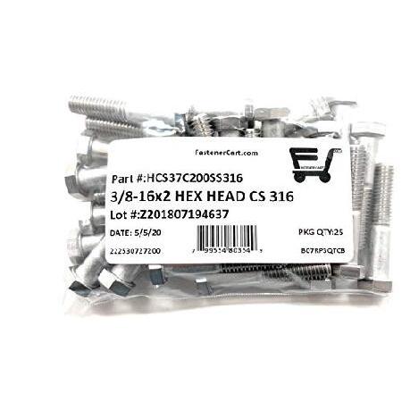 8-16x2　Stainless　Steel　COARSE　Thread　Cap　Marine　Hex　316　Screws　(25　Bolts　Pieces)　Grade　(UNC)　Hex
