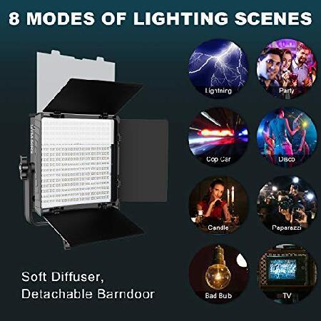 GVM RGB Video Lighting Panel - Studio Light Panel 8 Modes Lighting Scenes Fill Light Panel 3200K~5600K CCT Video Lighting Panel with APP Control Photo Panel Lighting Video Light
