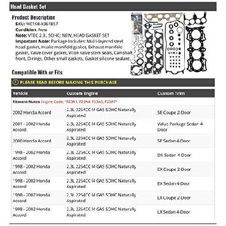 Cylinder　Head　Gasket　Set　Compatible　1998-2002　Honda　with　Accord