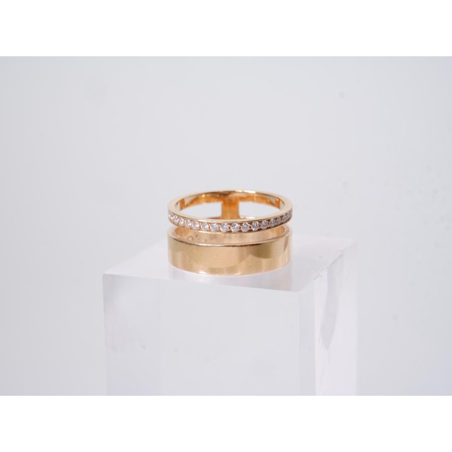 REPOSSI（レポシ） K18 Berbere 2連リング ピンクゴールド パヴェ