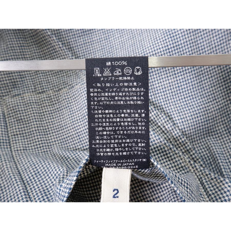 umii908 45rpm/ウミキューゼロハチ ラウンドカラー インディゴ千鳥格子 