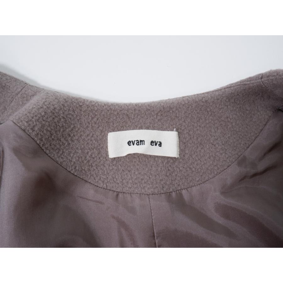 evam eva ウールアンゴラ ノーカラーコート 1 チャコール evam evaエヴァムエヴァ wool angora no collar coat ウールアンゴラ