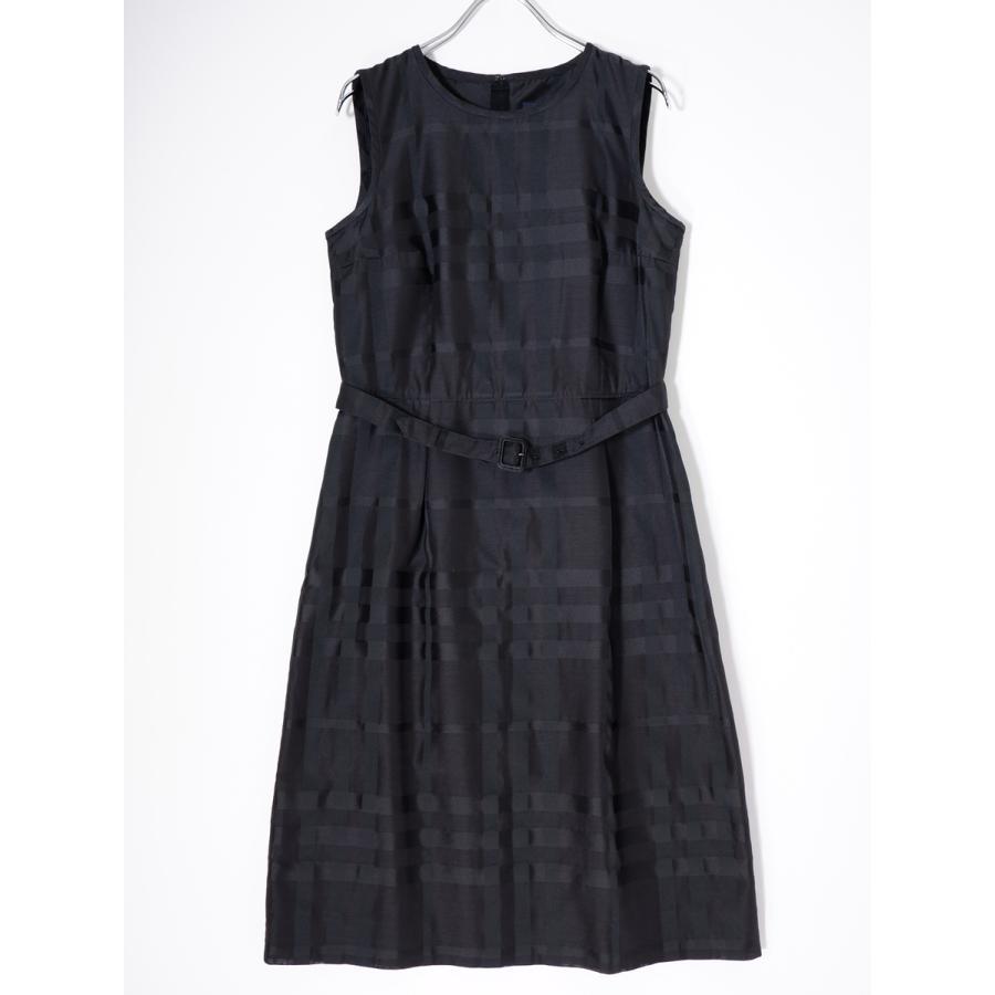 BURBERRY LONDONバーバリー ロンドン レザーベルト付 シルク混シャドー