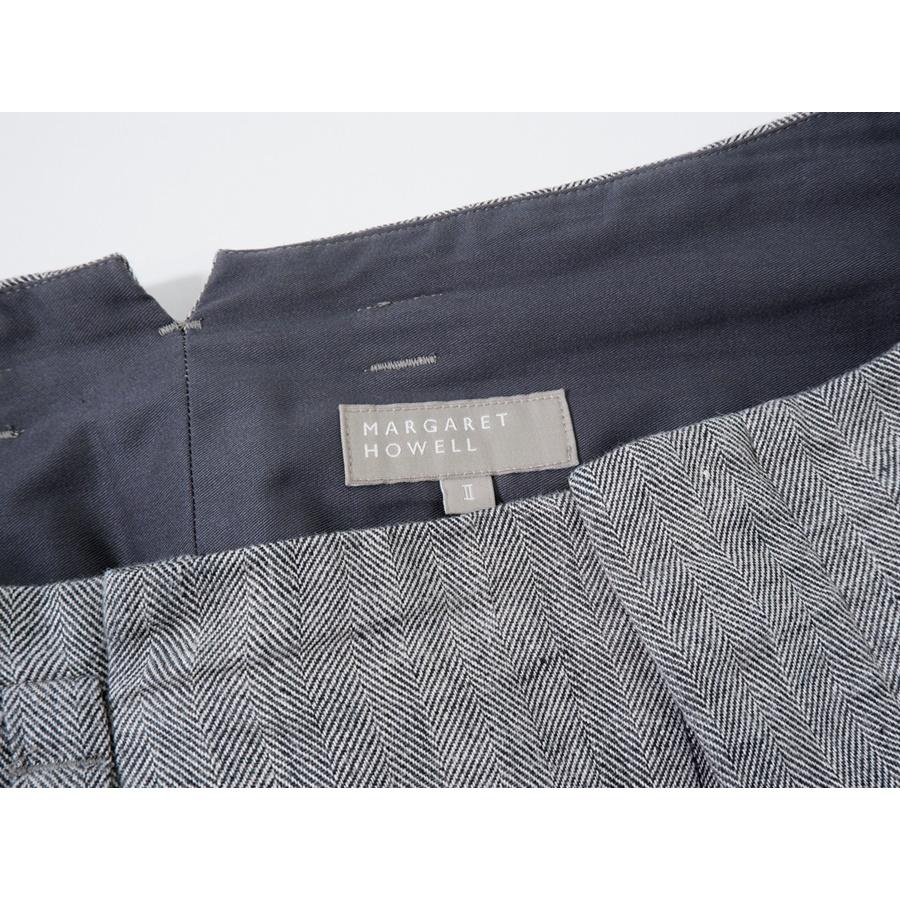 美品 マーガレットハウエル リネン ヘリンボーン ハイウエスト パンツ mhl
