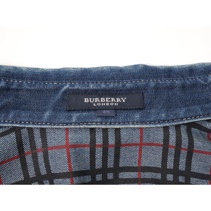 BURBERRY LONDONバーバリーロンドン 裏チェック インディゴデニムシャツ【40】【LSHA72039】 BURBERRY LONDONバーバリーロンドン 裏チェック インディゴデニム