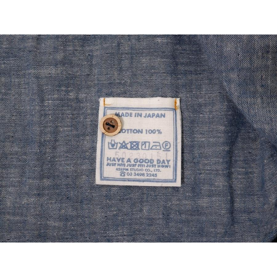 45Rフォーティファイブアール45rpm スーピマ二重織の908 8ノットシャツ（インディゴ）【1】【LSHA81190】 45R（フォーティファイブアール） 45Rフォーティファイブアール45rpm