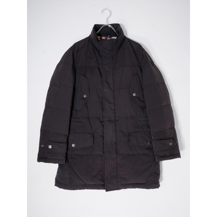 美品✨大きいサイズ　バーバリーロンドン　ダウンコート　 メガチェック　黒　46 BURBERRY LONDONバーバリー ロンドン 裏地ビッグチェック 水鳥天然羽毛