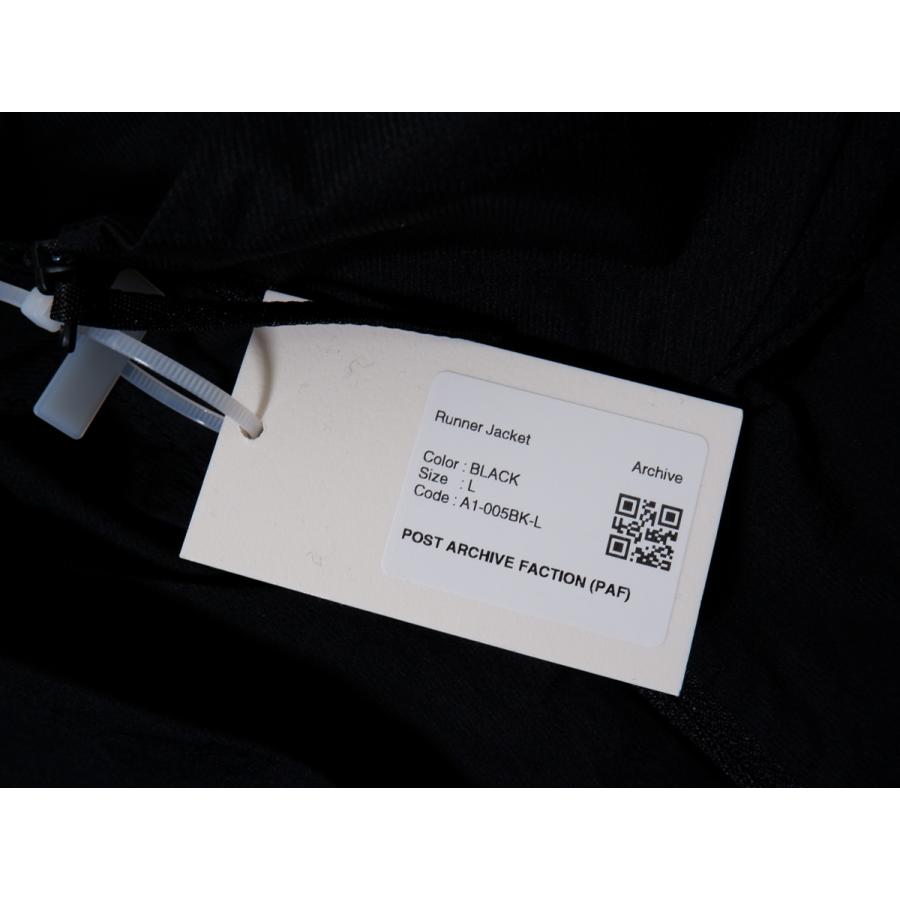 POST ARCHIVE FACTION(PAF)ポスト アーカイブ ファクション 2025AW 8.0＋ RUNNER JACKET ARCHIVE BLACKランナージャケット新品[MJKA80369]の画像
